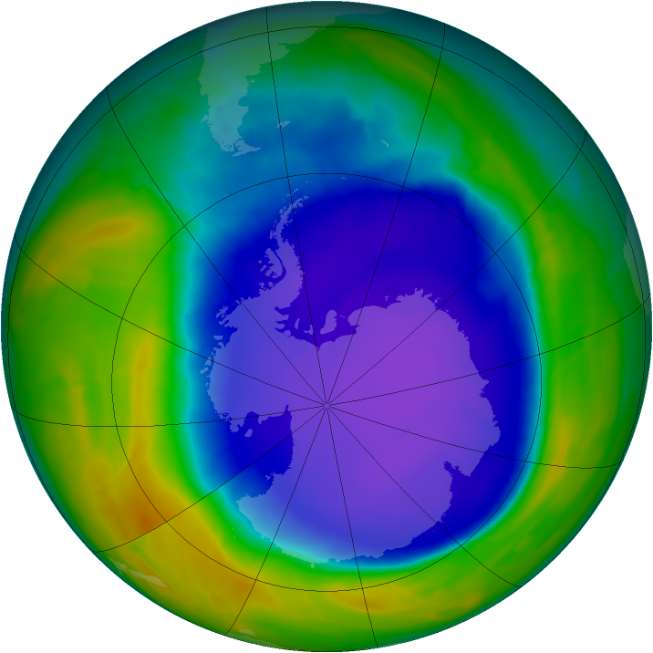 Antarctic ozone map for 08 October 2008